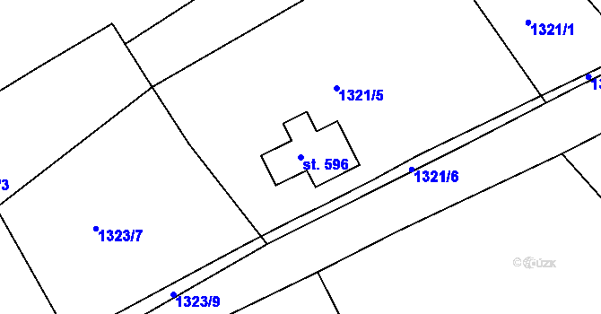 Parcela st. 596 v KÚ Bublava, Katastrální mapa