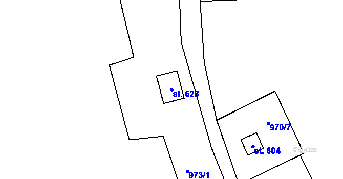 Parcela st. 628 v KÚ Bublava, Katastrální mapa