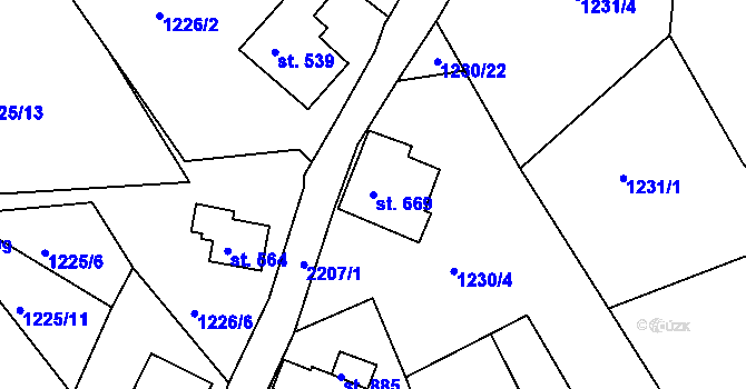 Parcela st. 669 v KÚ Bublava, Katastrální mapa