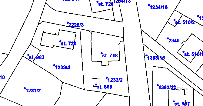 Parcela st. 718 v KÚ Bublava, Katastrální mapa