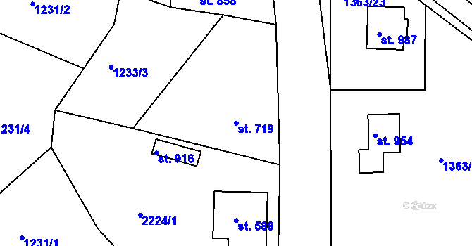 Parcela st. 719 v KÚ Bublava, Katastrální mapa