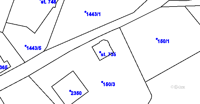 Parcela st. 735 v KÚ Bublava, Katastrální mapa