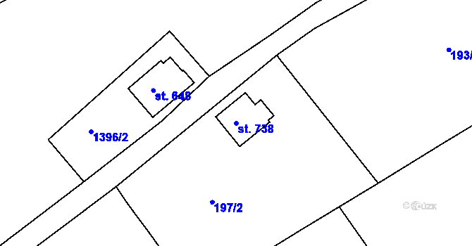 Parcela st. 738 v KÚ Bublava, Katastrální mapa