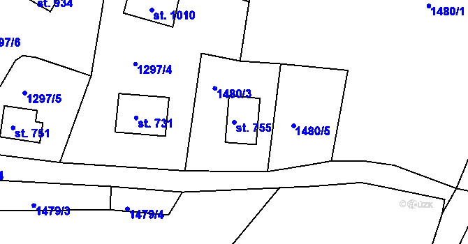 Parcela st. 755 v KÚ Bublava, Katastrální mapa
