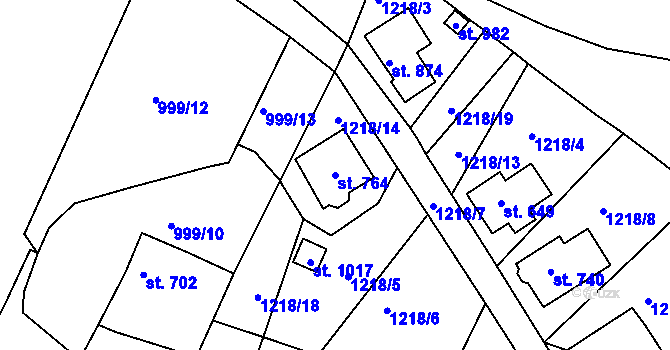 Parcela st. 764 v KÚ Bublava, Katastrální mapa