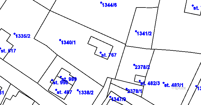 Parcela st. 767 v KÚ Bublava, Katastrální mapa
