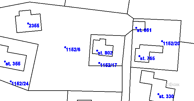 Parcela st. 802 v KÚ Bublava, Katastrální mapa