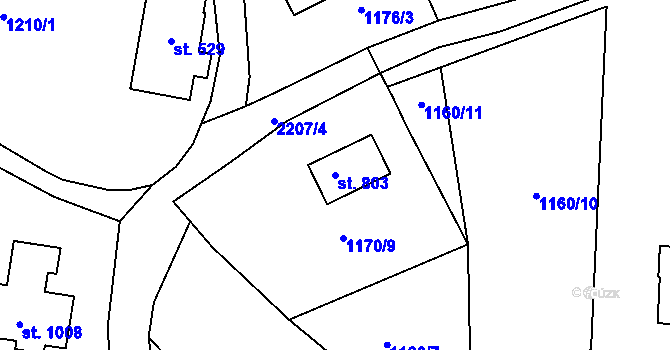 Parcela st. 803 v KÚ Bublava, Katastrální mapa