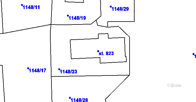 Parcela st. 823 v KÚ Bublava, Katastrální mapa