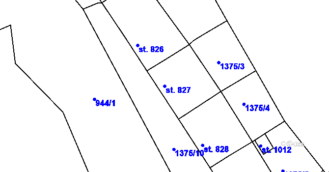 Parcela st. 827 v KÚ Bublava, Katastrální mapa