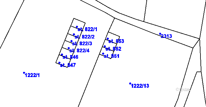 Parcela st. 851 v KÚ Bublava, Katastrální mapa