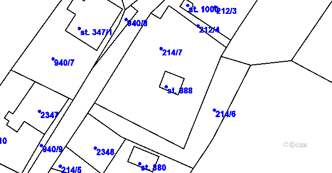 Parcela st. 888 v KÚ Bublava, Katastrální mapa