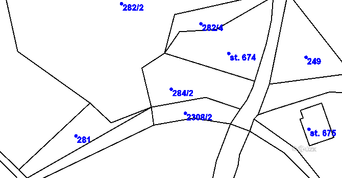 Parcela st. 284/2 v KÚ Bublava, Katastrální mapa