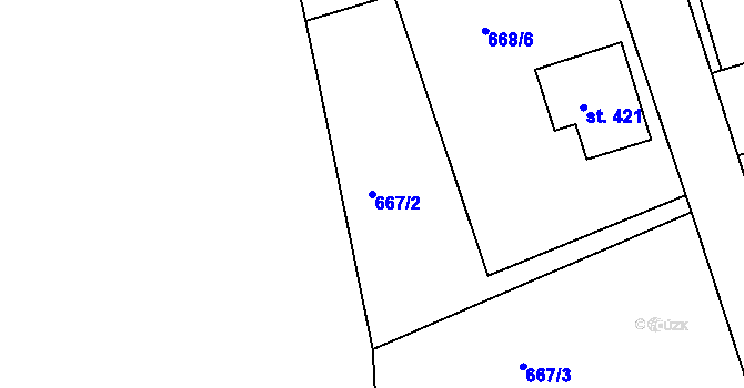 Parcela st. 667/2 v KÚ Bublava, Katastrální mapa