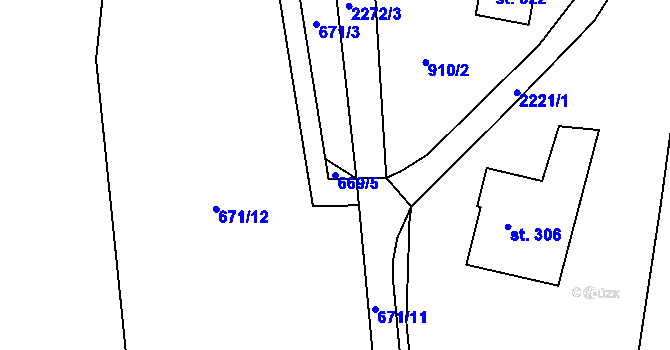 Parcela st. 669/5 v KÚ Bublava, Katastrální mapa