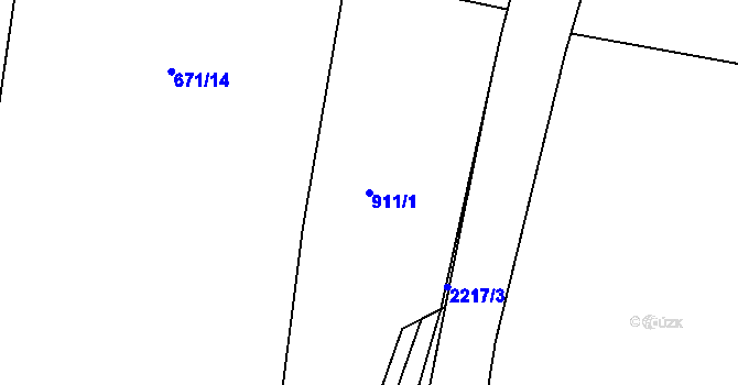 Parcela st. 911/1 v KÚ Bublava, Katastrální mapa