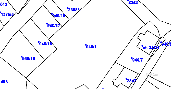 Parcela st. 940/1 v KÚ Bublava, Katastrální mapa