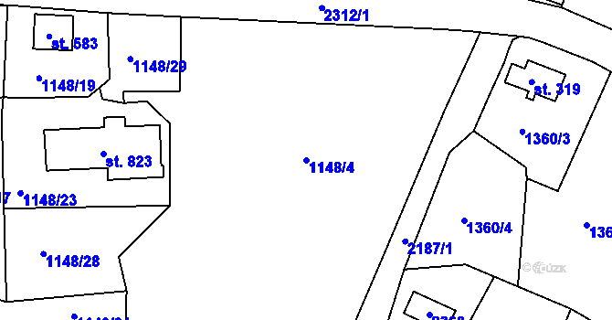 Parcela st. 1148/4 v KÚ Bublava, Katastrální mapa