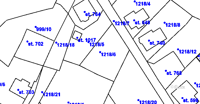 Parcela st. 1218/6 v KÚ Bublava, Katastrální mapa
