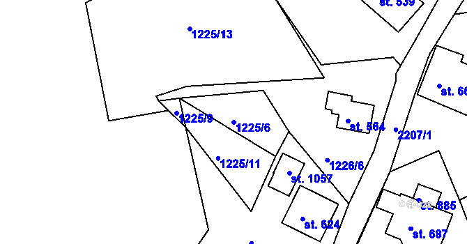 Parcela st. 1225/6 v KÚ Bublava, Katastrální mapa