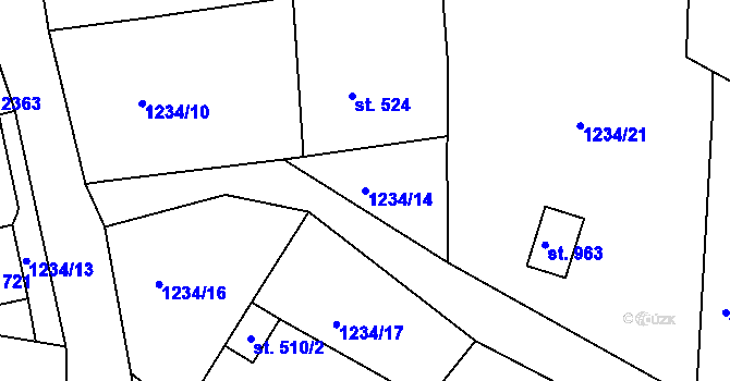 Parcela st. 1234/14 v KÚ Bublava, Katastrální mapa