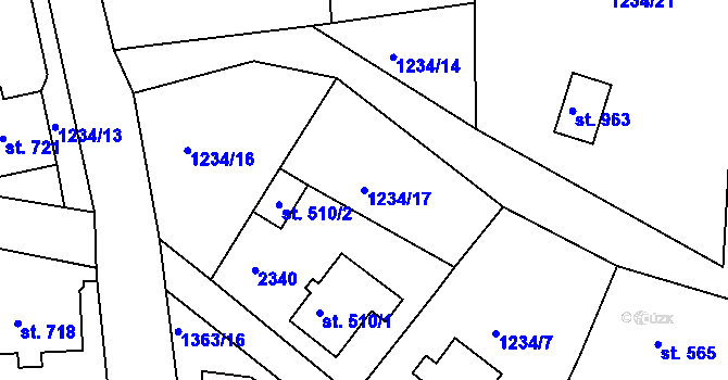 Parcela st. 1234/17 v KÚ Bublava, Katastrální mapa