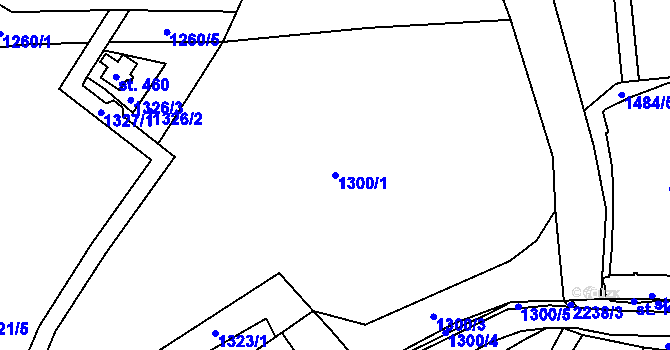 Parcela st. 1300/1 v KÚ Bublava, Katastrální mapa