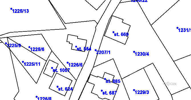 Parcela st. 2207/1 v KÚ Bublava, Katastrální mapa