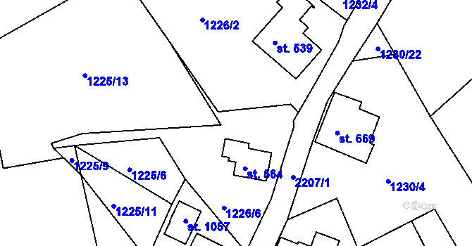 Parcela st. 2207/3 v KÚ Bublava, Katastrální mapa