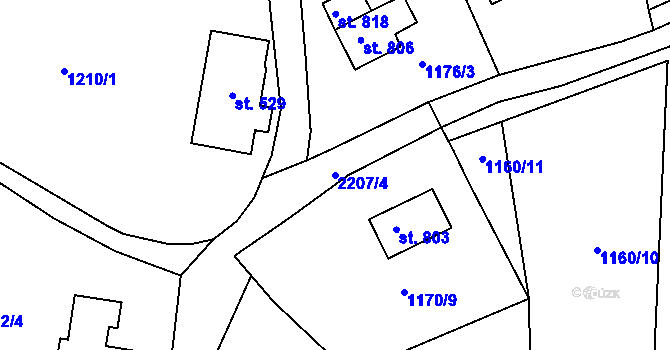 Parcela st. 2207/4 v KÚ Bublava, Katastrální mapa