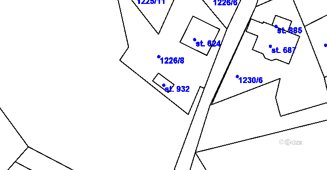Parcela st. 932 v KÚ Bublava, Katastrální mapa