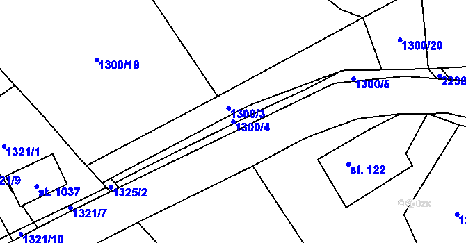 Parcela st. 1300/4 v KÚ Bublava, Katastrální mapa