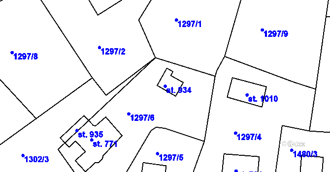 Parcela st. 934 v KÚ Bublava, Katastrální mapa