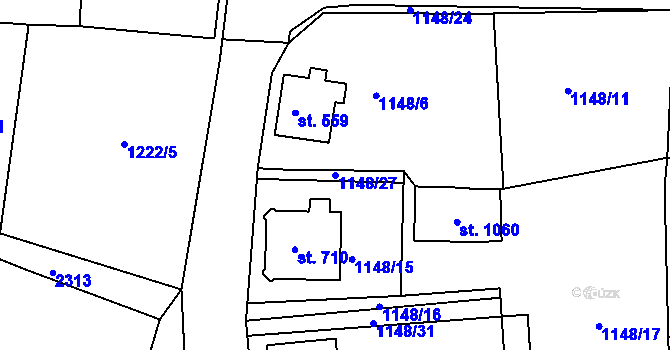 Parcela st. 1148/27 v KÚ Bublava, Katastrální mapa