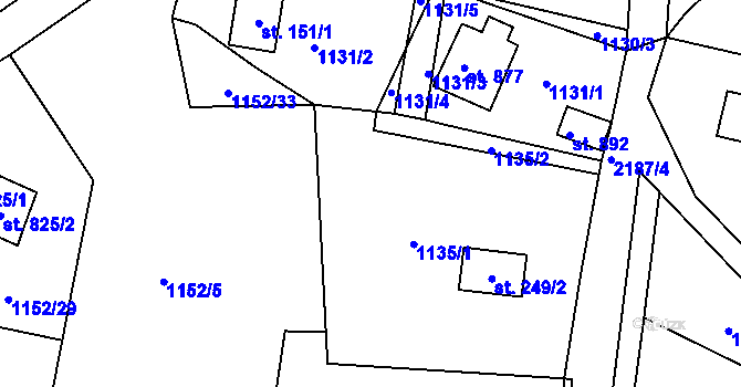 Parcela st. 1152/28 v KÚ Bublava, Katastrální mapa