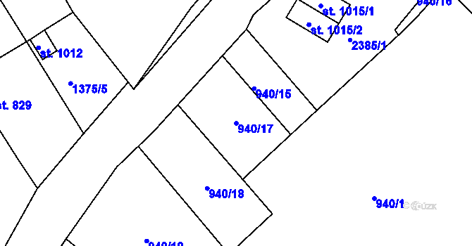 Parcela st. 940/17 v KÚ Bublava, Katastrální mapa