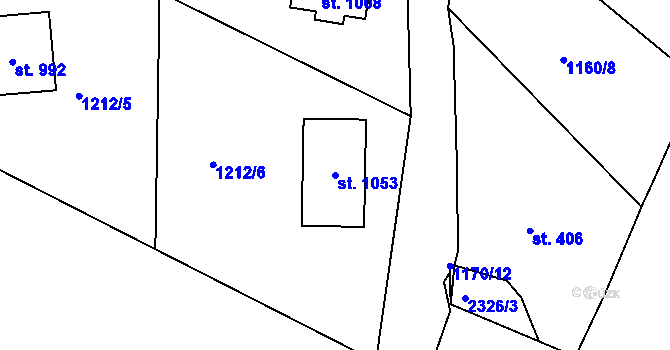 Parcela st. 1053 v KÚ Bublava, Katastrální mapa