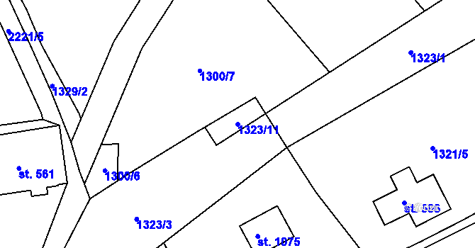 Parcela st. 1323/11 v KÚ Bublava, Katastrální mapa