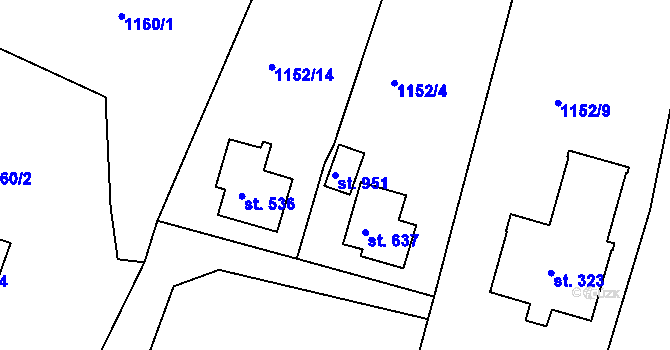 Parcela st. 951 v KÚ Bublava, Katastrální mapa