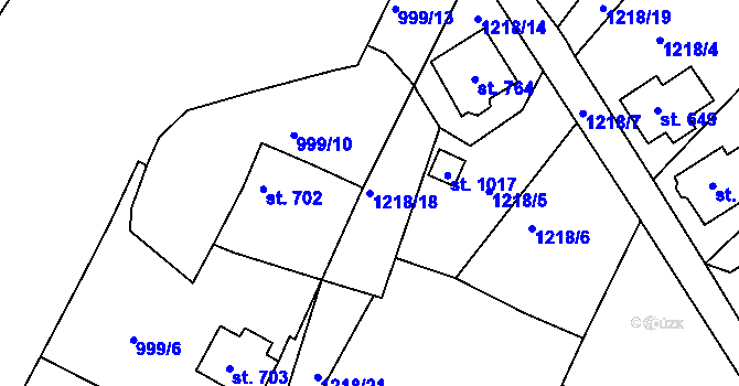 Parcela st. 1218/18 v KÚ Bublava, Katastrální mapa