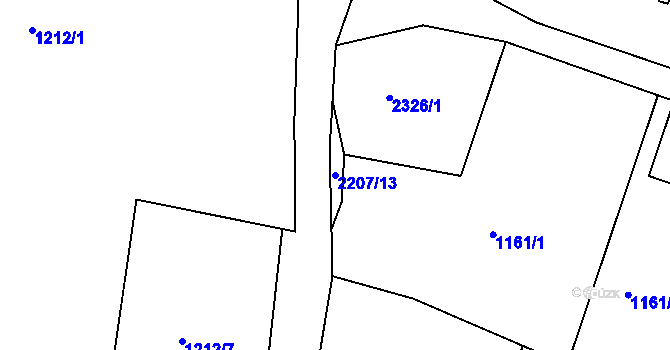 Parcela st. 2207/13 v KÚ Bublava, Katastrální mapa