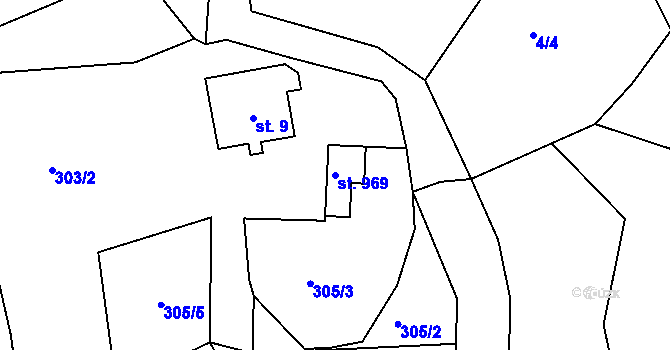 Parcela st. 969 v KÚ Bublava, Katastrální mapa