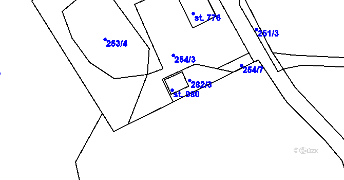 Parcela st. 980 v KÚ Bublava, Katastrální mapa