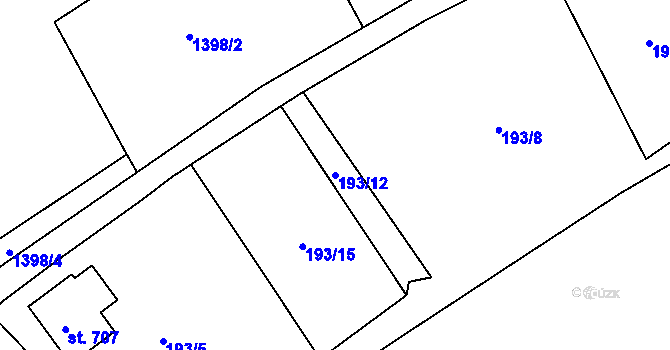 Parcela st. 193/12 v KÚ Bublava, Katastrální mapa