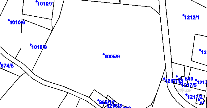 Parcela st. 1005/9 v KÚ Bublava, Katastrální mapa