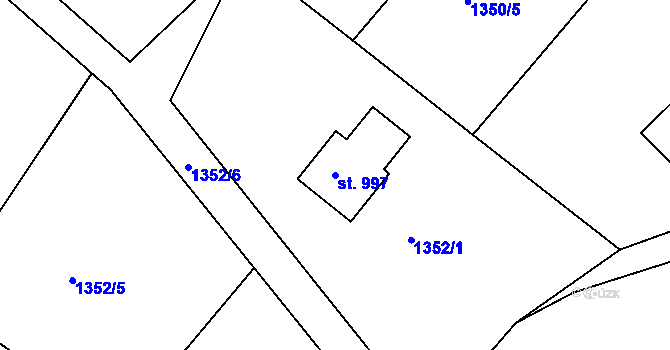 Parcela st. 997 v KÚ Bublava, Katastrální mapa