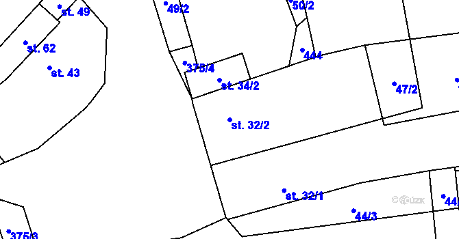 Parcela st. 32/2 v KÚ Bubovice, Katastrální mapa