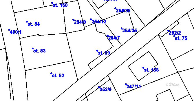 Parcela st. 59 v KÚ Bubovice, Katastrální mapa