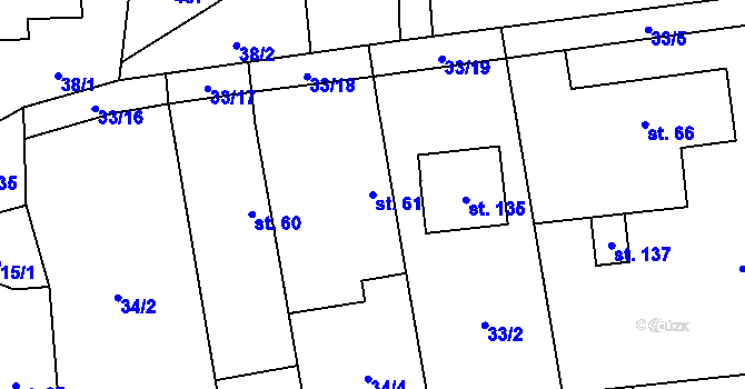Parcela st. 61 v KÚ Bubovice, Katastrální mapa