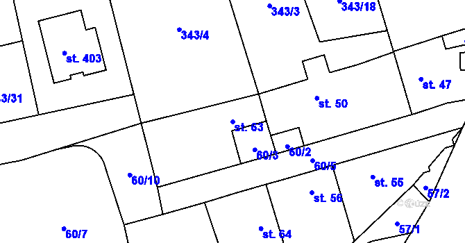 Parcela st. 63 v KÚ Bubovice, Katastrální mapa